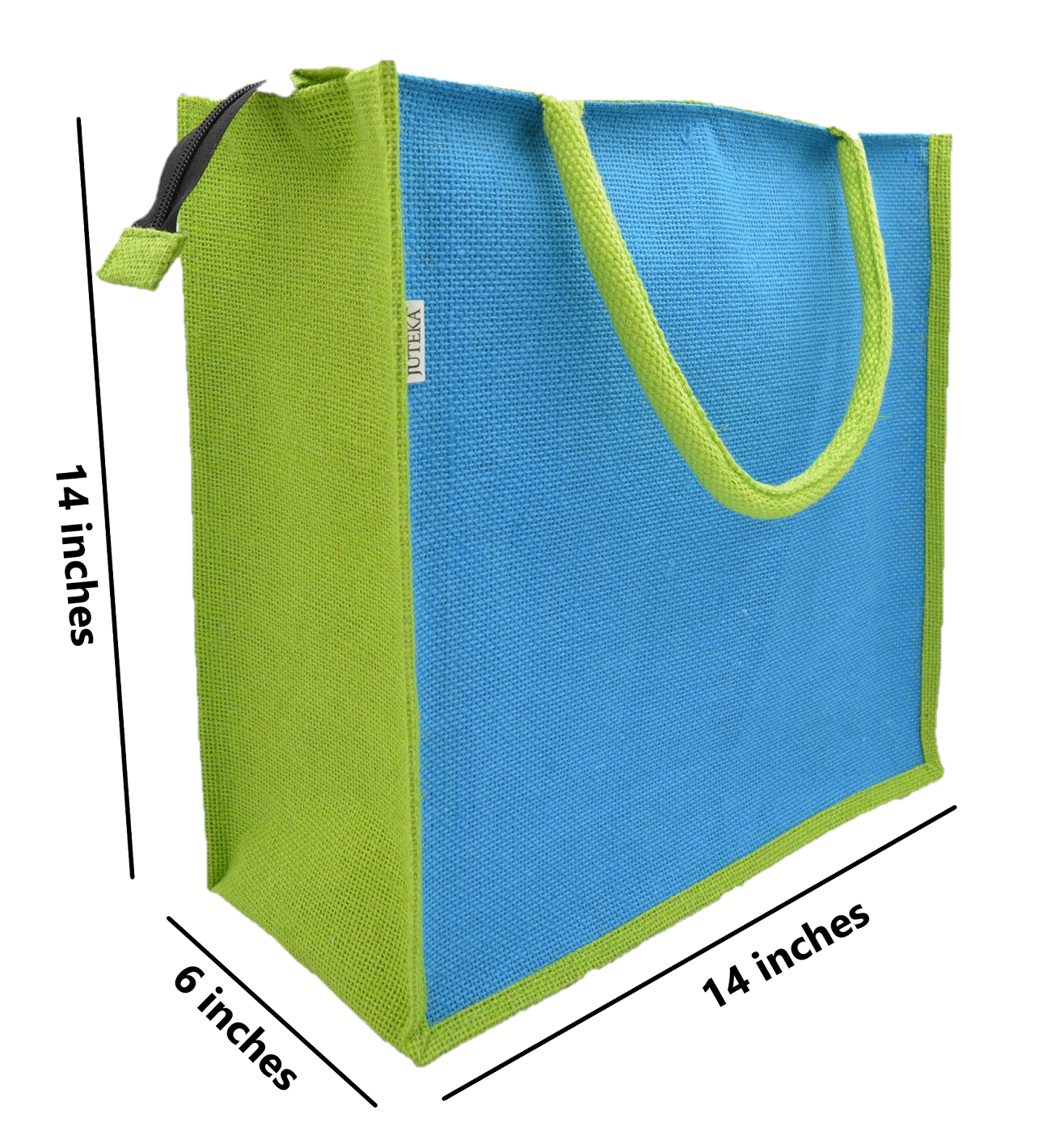 Vibrant Blue & Green Jute Tote Bag