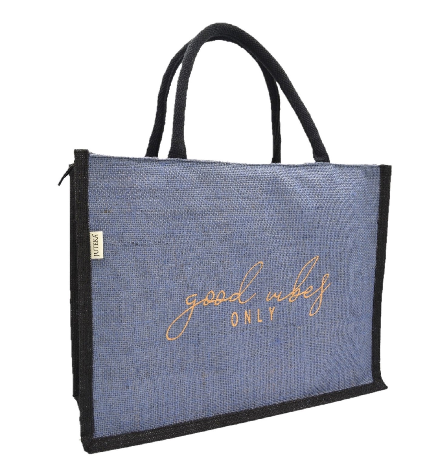 "Good Vibes Only" Jute Tote Bag