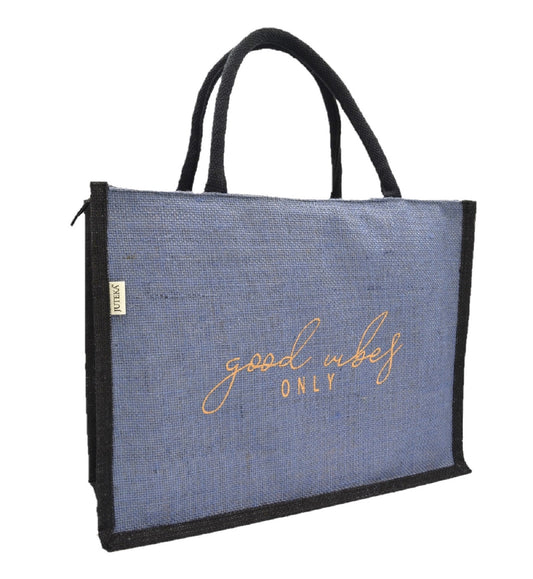 "Good Vibes Only" Jute Tote Bag