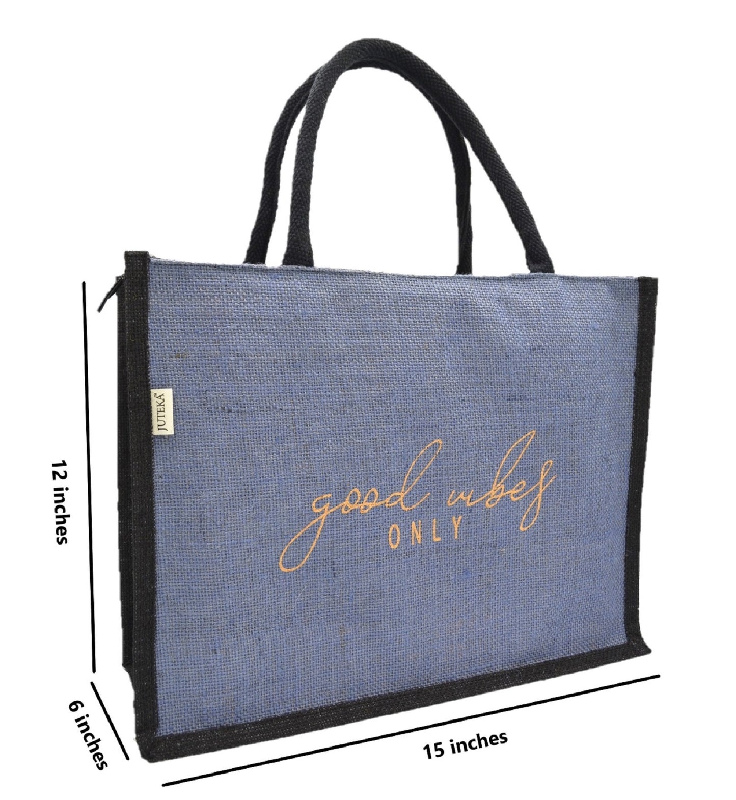"Good Vibes Only" Jute Tote Bag