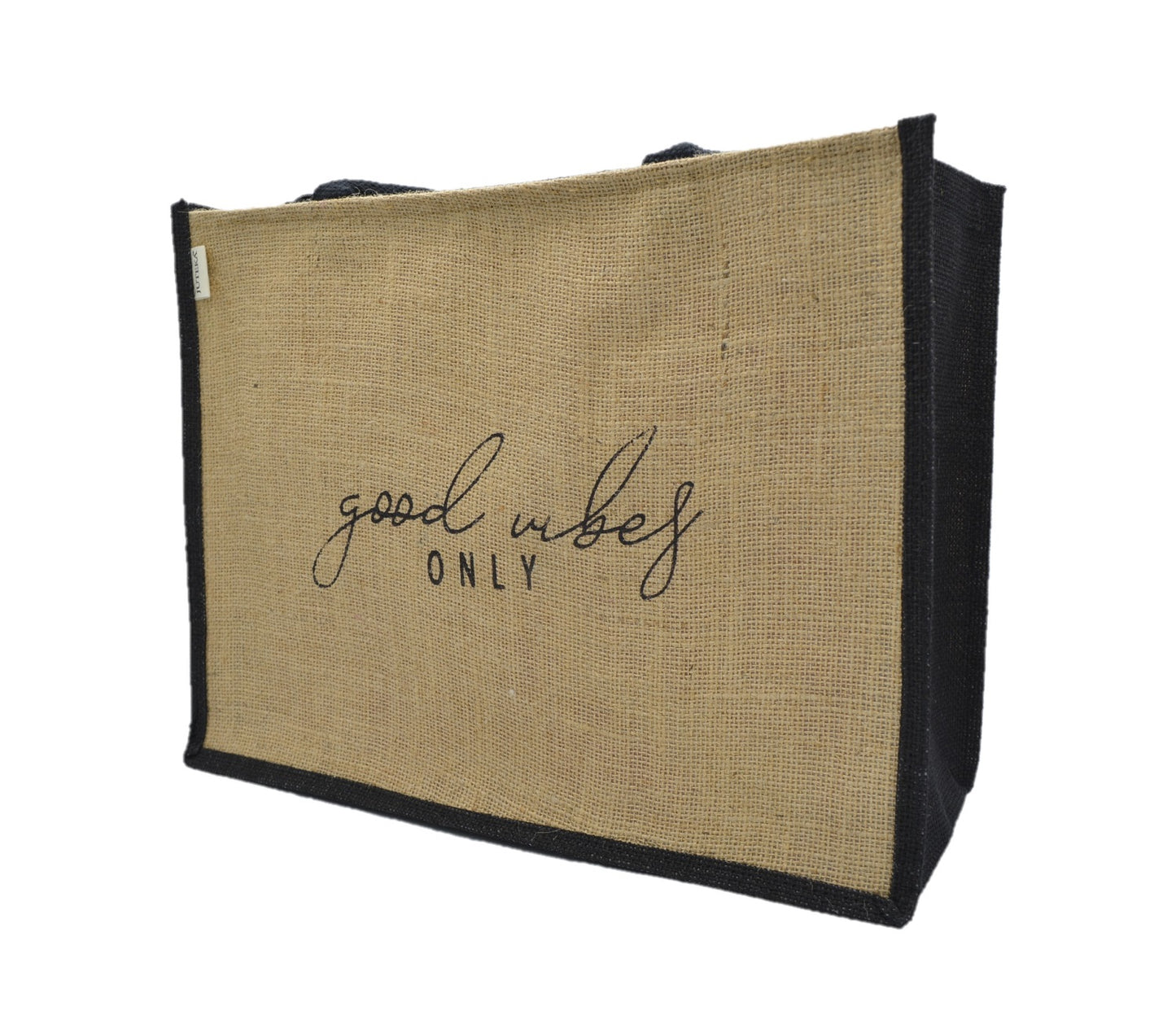 "Good Vibes Only" Jute Tote Bag