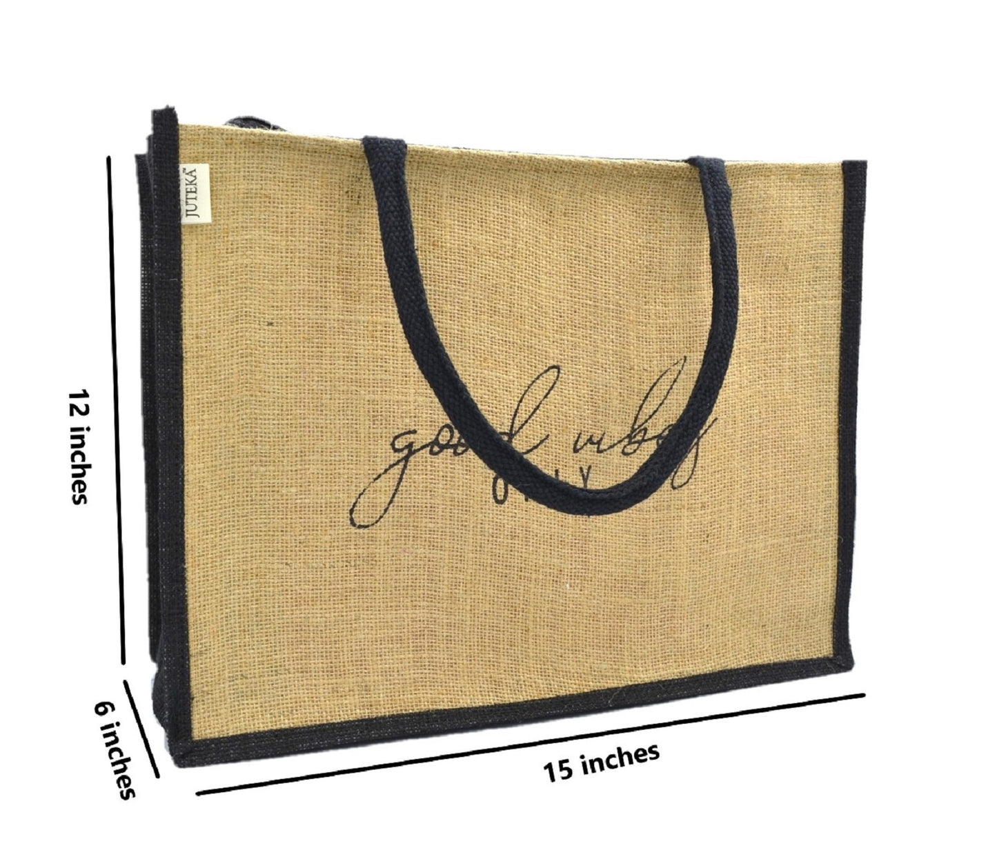 "Good Vibes Only" Jute Tote Bag