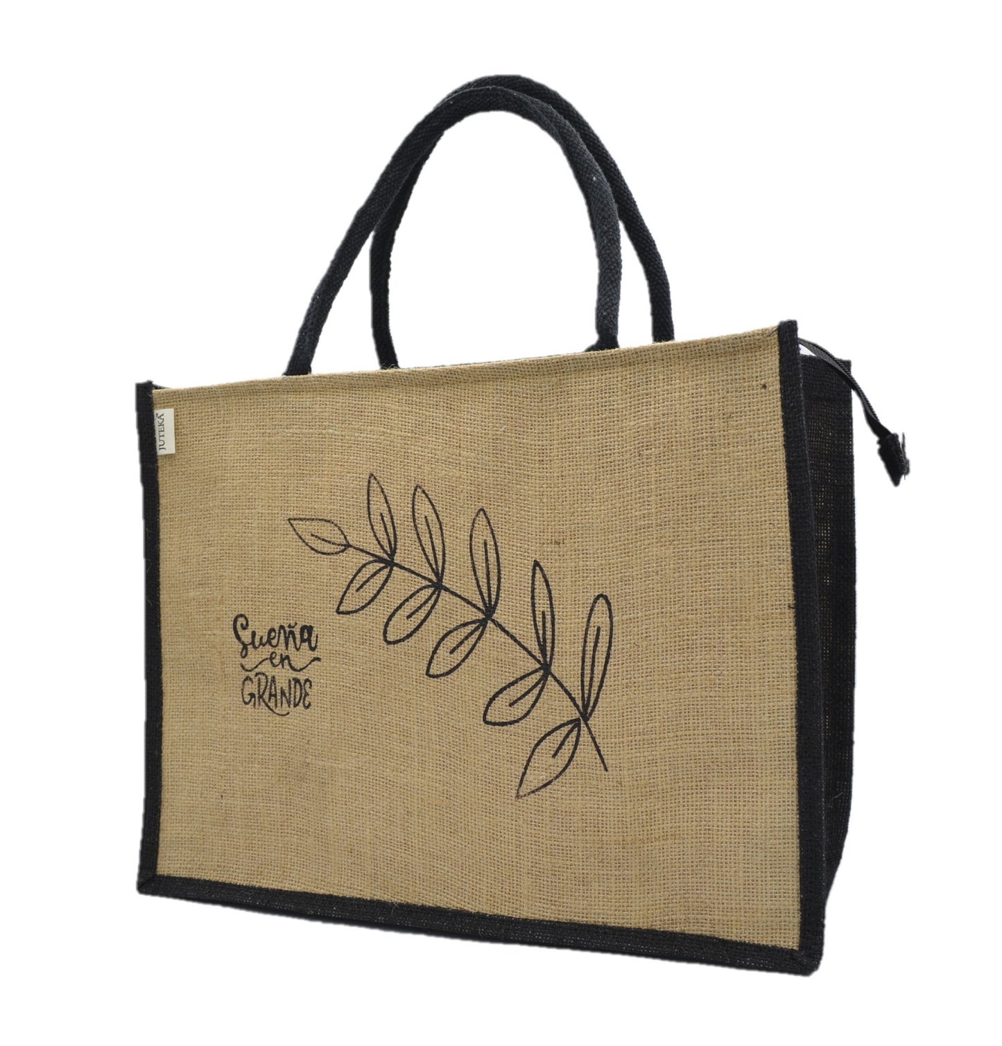 Jute Tote Bag with Stylish Leaf Print