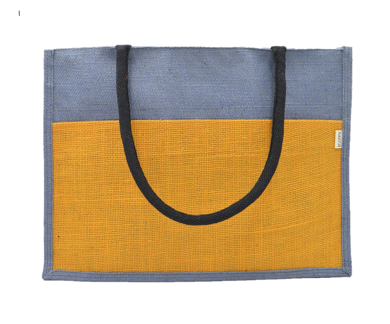 Vibrant Jute Tote Bag – Blue & Mustard