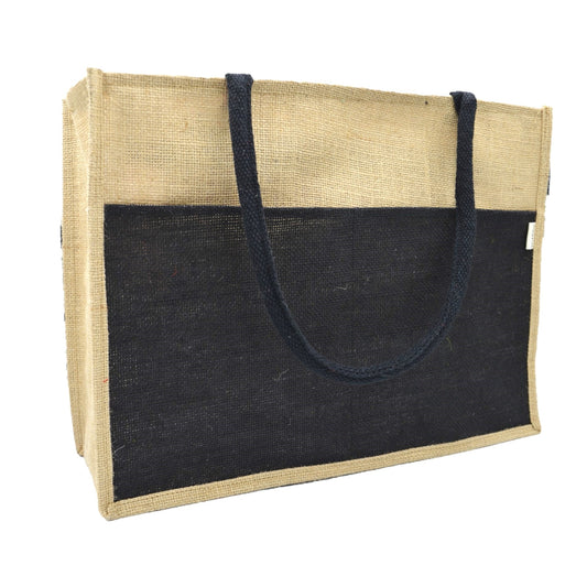 Jute Tote Bag – Front Pocket & Zipper