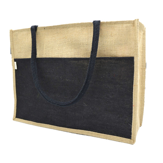 Jute Tote Bag – Front Pocket & Zipper