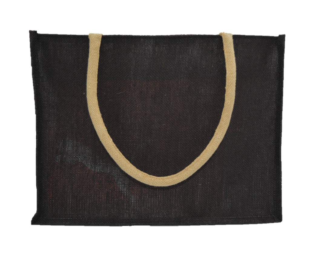 Vibrant Jute Tote Bag – Black & Natural Beige