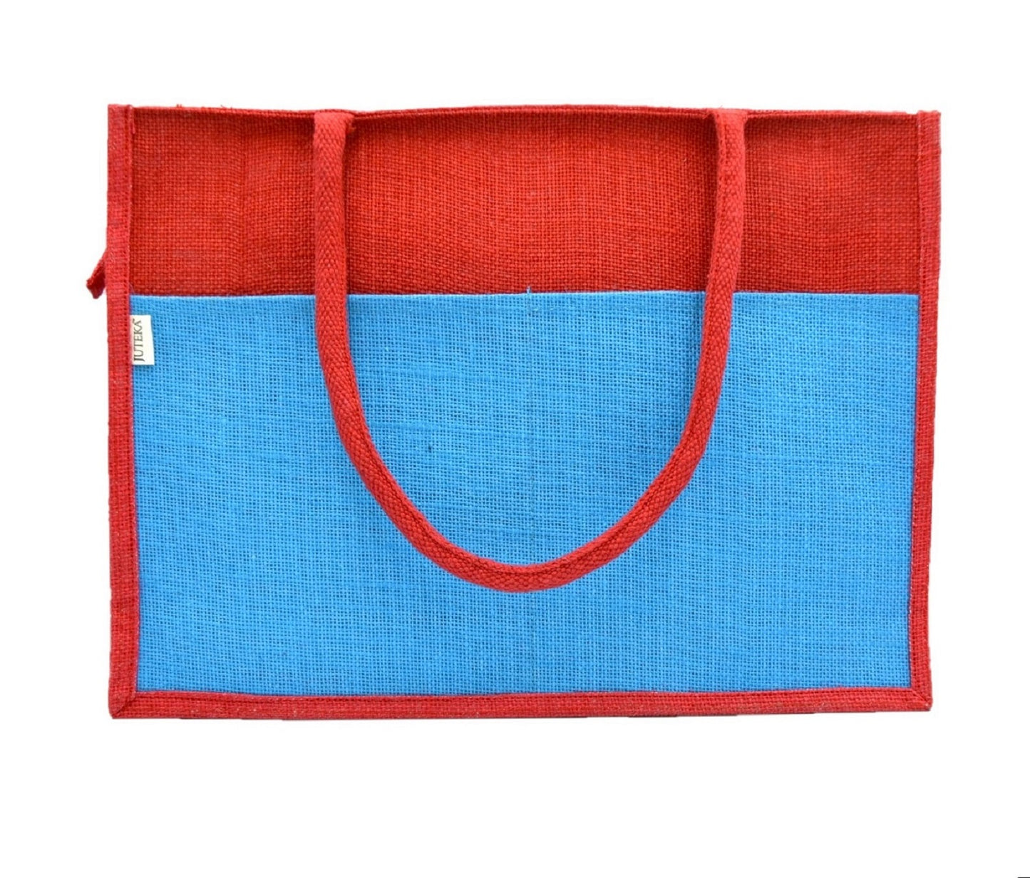 Jute Tote Bag – Front Pocket & Zipper
