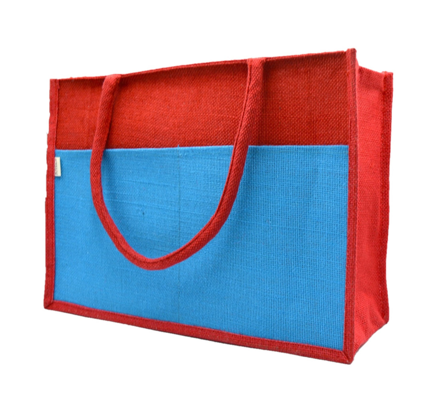 Vibrant Jute Tote Bag – Red & Blue