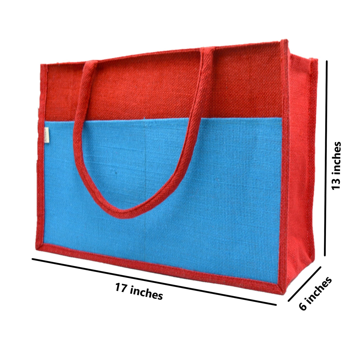 Vibrant Jute Tote Bag – Red & Blue