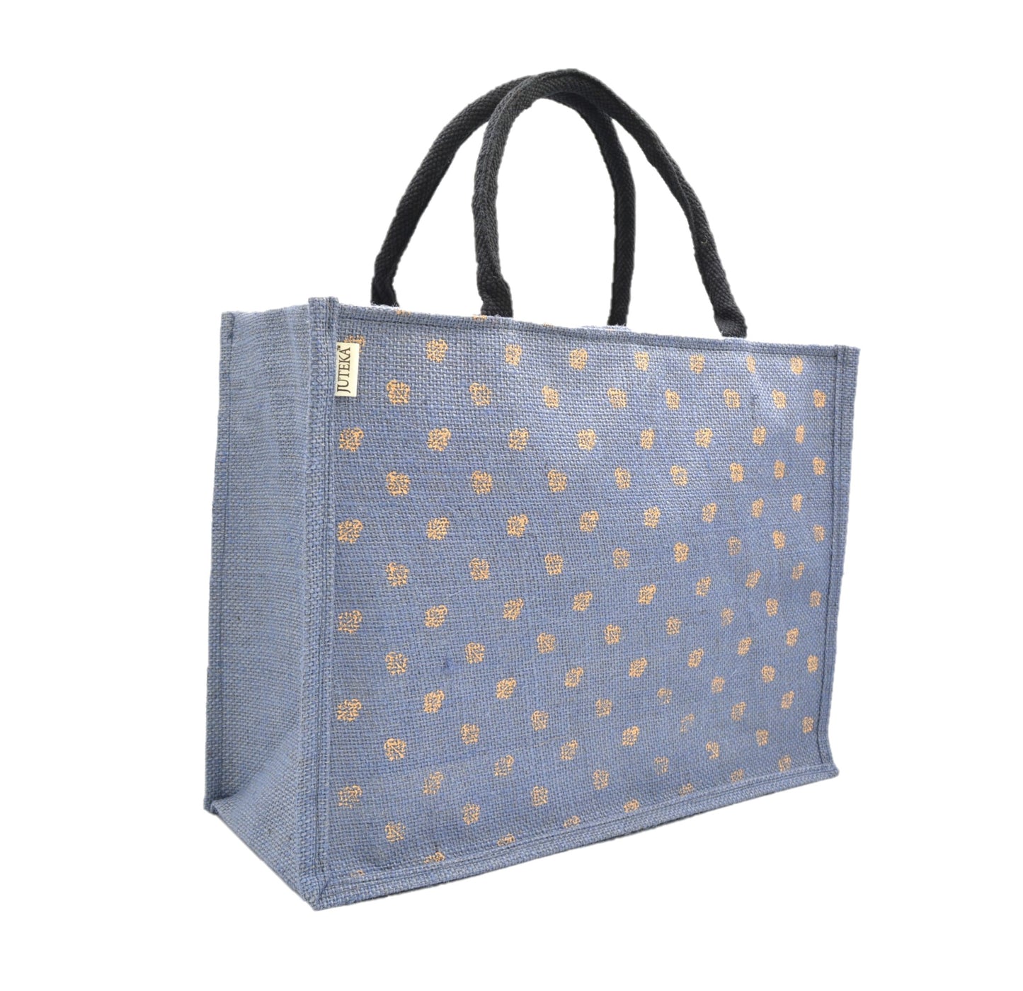Jute Tote Bag (Gold Polka Dots)