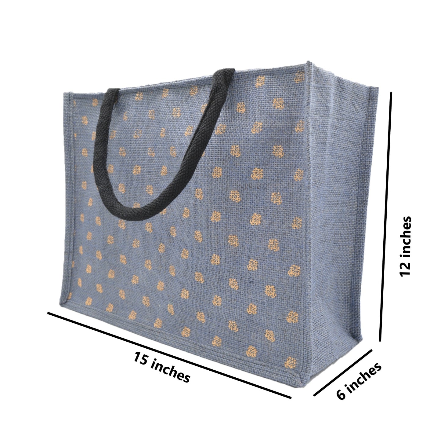 Jute Tote Bag (Gold Polka Dots)