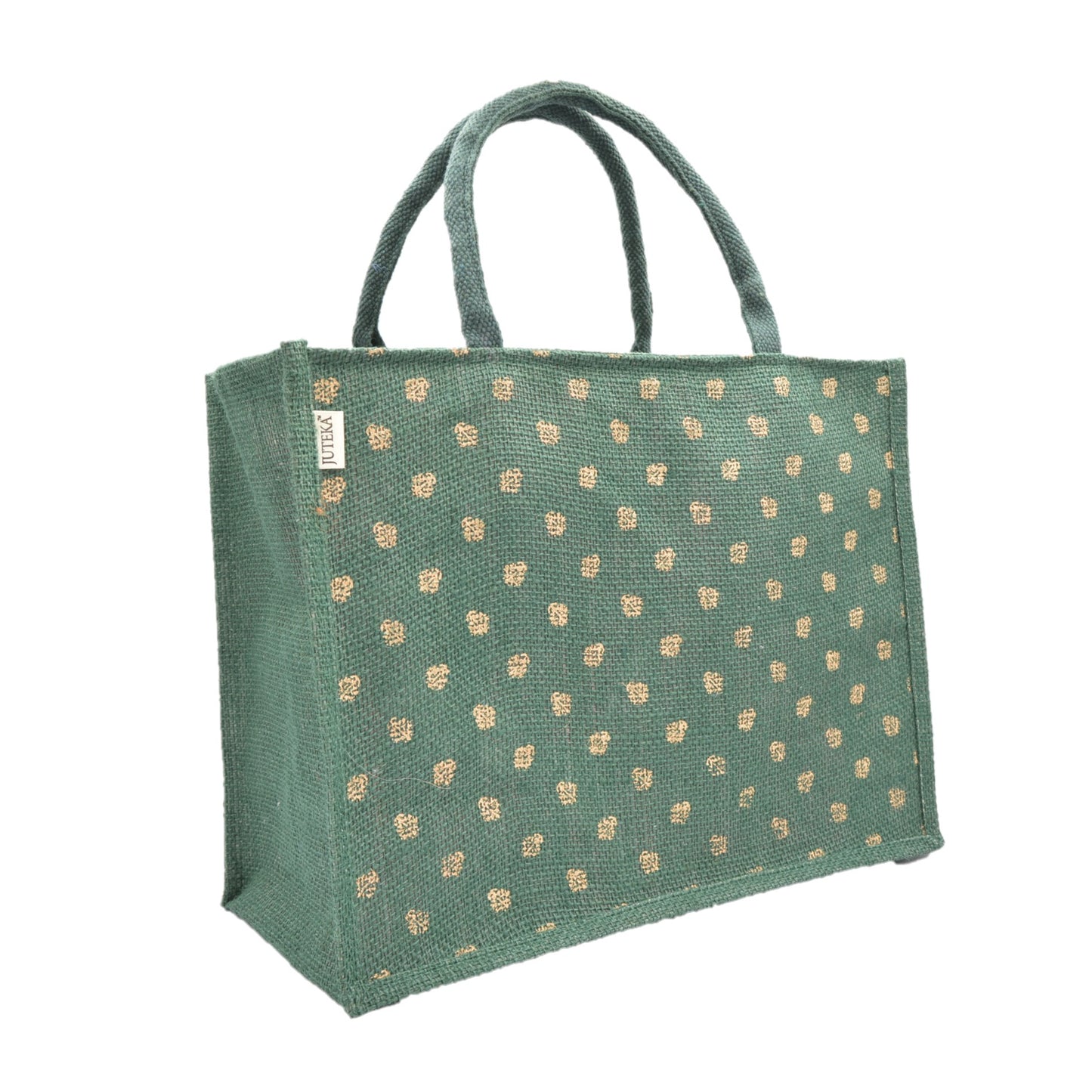 Jute Tote Bag (Gold Polka Dots)