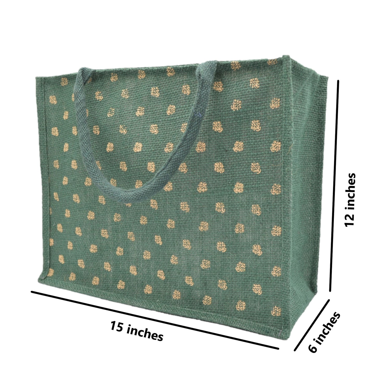 Jute Tote Bag (Gold Polka Dots)