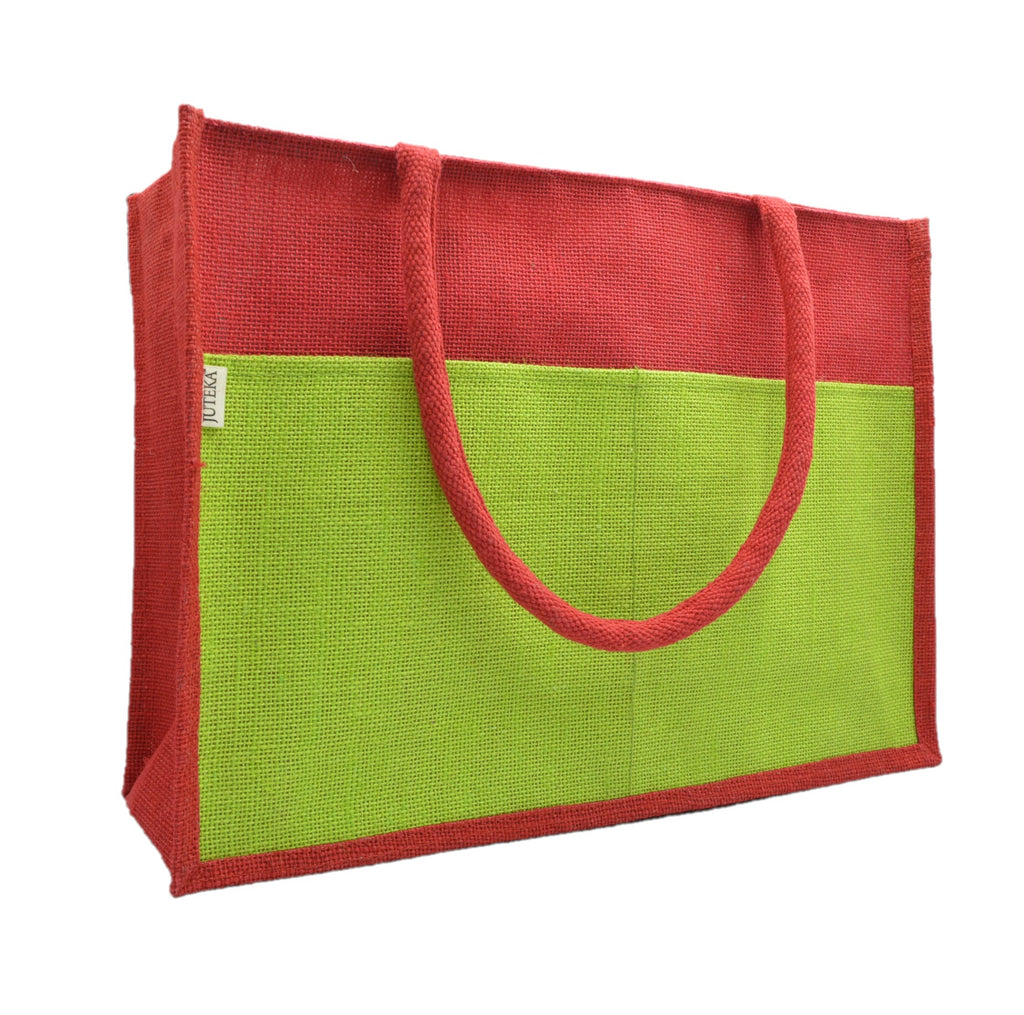 Vibrant Jute Tote Bag – Black & Natural Beige