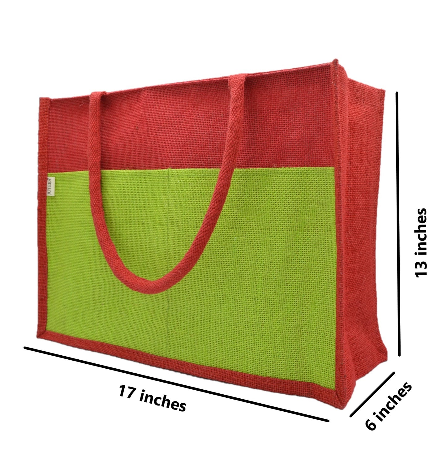 Vibrant Jute Tote Bag - Red & Green