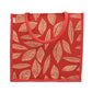 Red Jute Tote Bag – Elegant Leaf Print