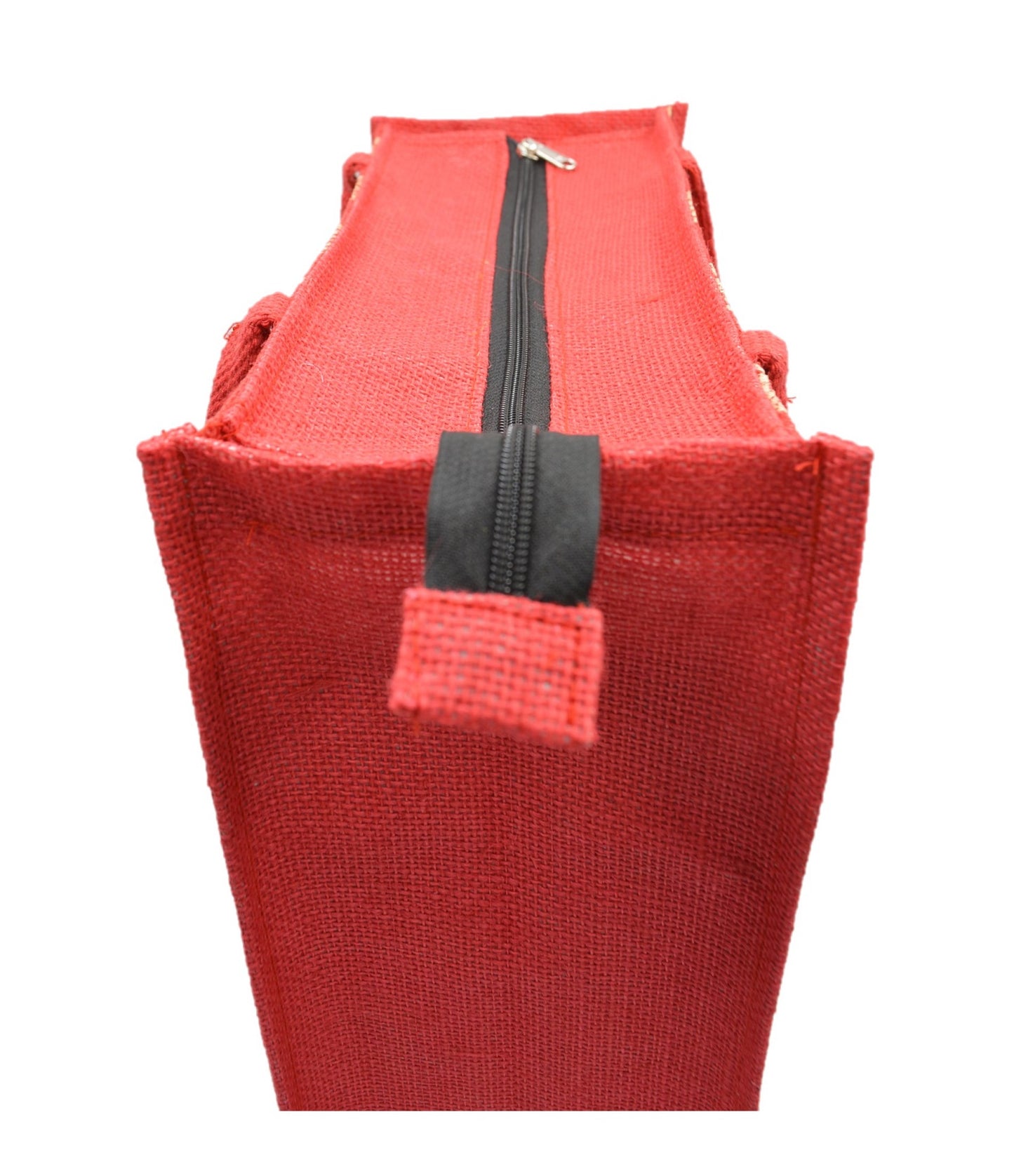 Red Jute Tote Bag – Elegant Leaf Print