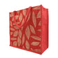 Red Jute Tote Bag – Elegant Leaf Print