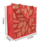 Red Jute Tote Bag – Elegant Leaf Print