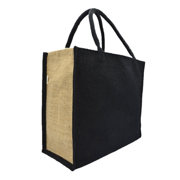 Classic Black Jute Tote Bag