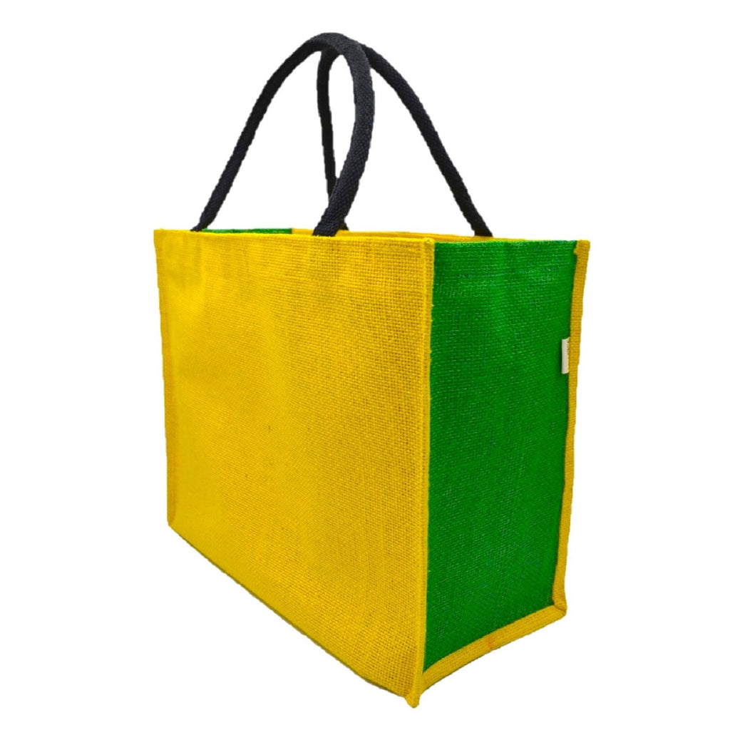 Dual-Tone Jute Tote Bag –  Yellow & Red