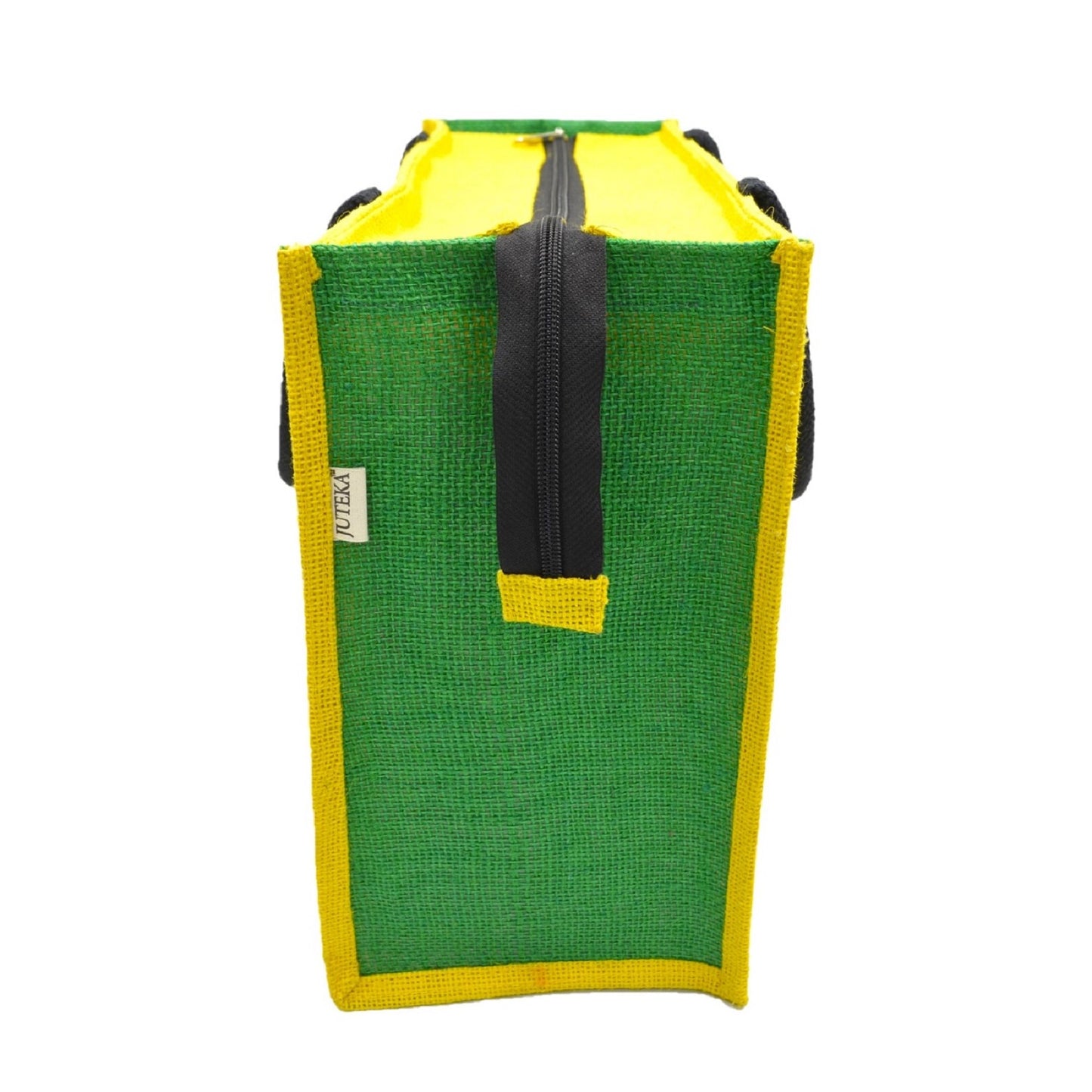 Dual-Tone Jute Tote Bag – Green & Yellow