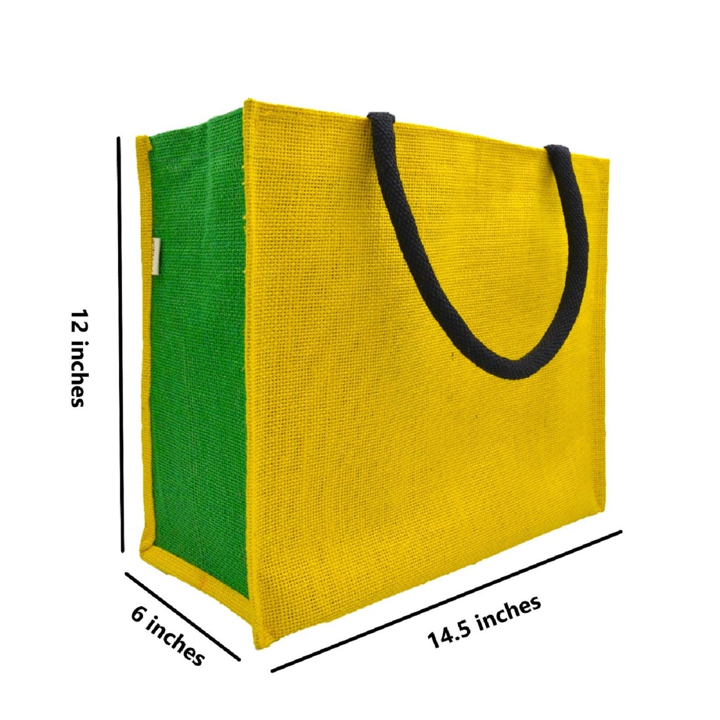 Dual-Tone Jute Tote Bag – Green & Yellow