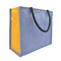 Dual-Tone Jute Tote Bag –  Blue & Black