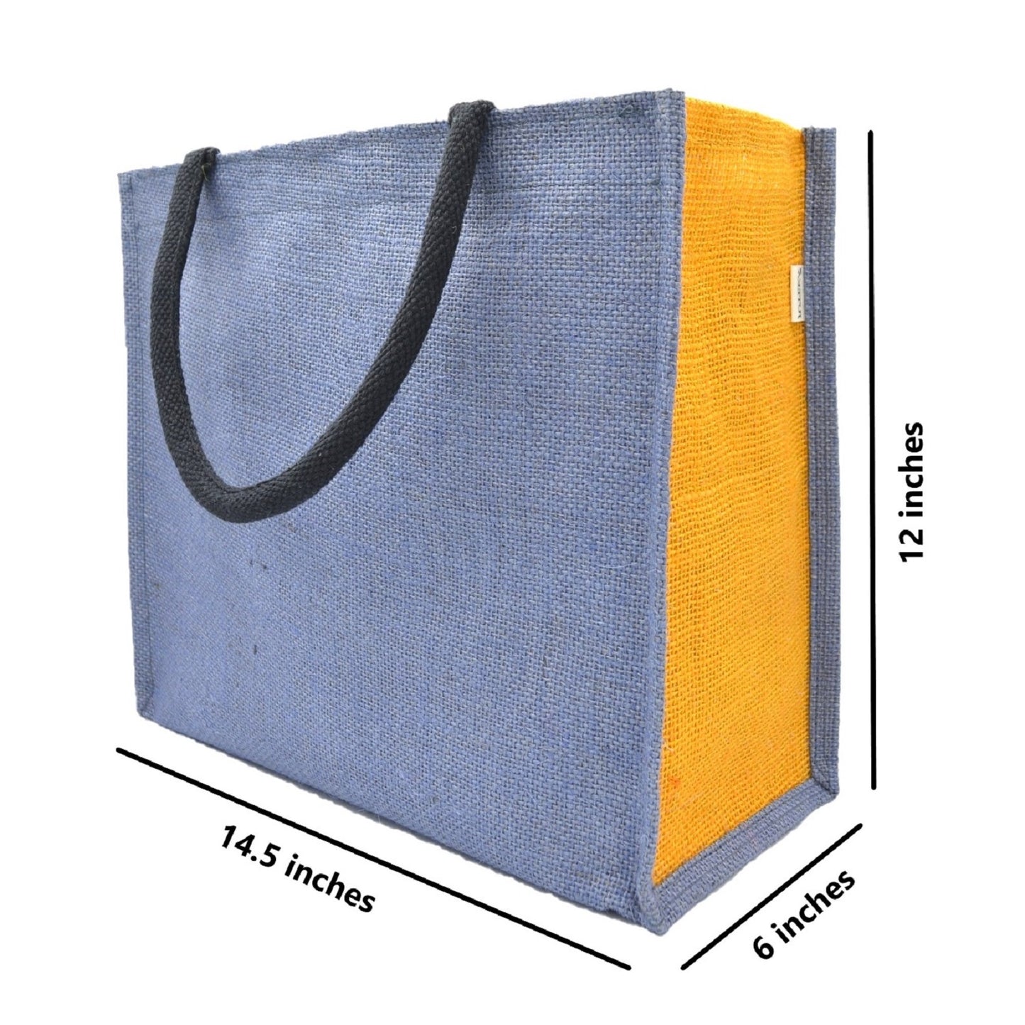 Dual-Tone Jute Tote Bag –  Blue & Black