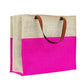 Two-Tone Jute Tote Bag with Lotus Print