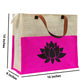 Two-Tone Jute Tote Bag with Lotus Print