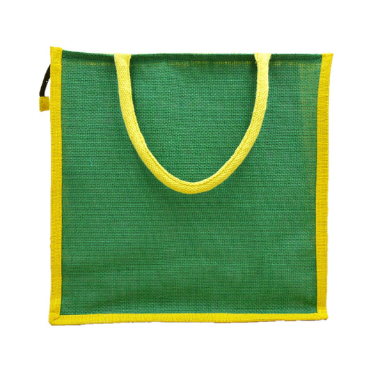 Dual-Tone Jute Tote Bag –  Green & Yellow