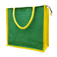 Dual-Tone Jute Tote Bag –  Green & Yellow