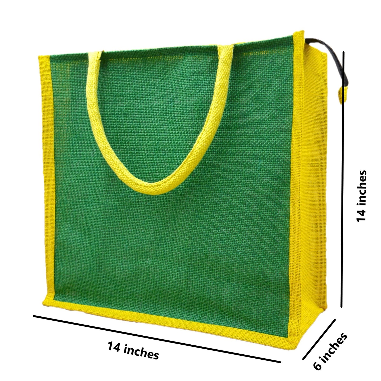 Dual-Tone Jute Tote Bag –  Green & Yellow