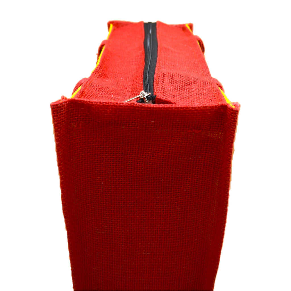 Dual-Tone Jute Tote Bag –  Yellow & Red