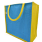 Dual-Tone Jute Tote Bag –  Blue & Yellow