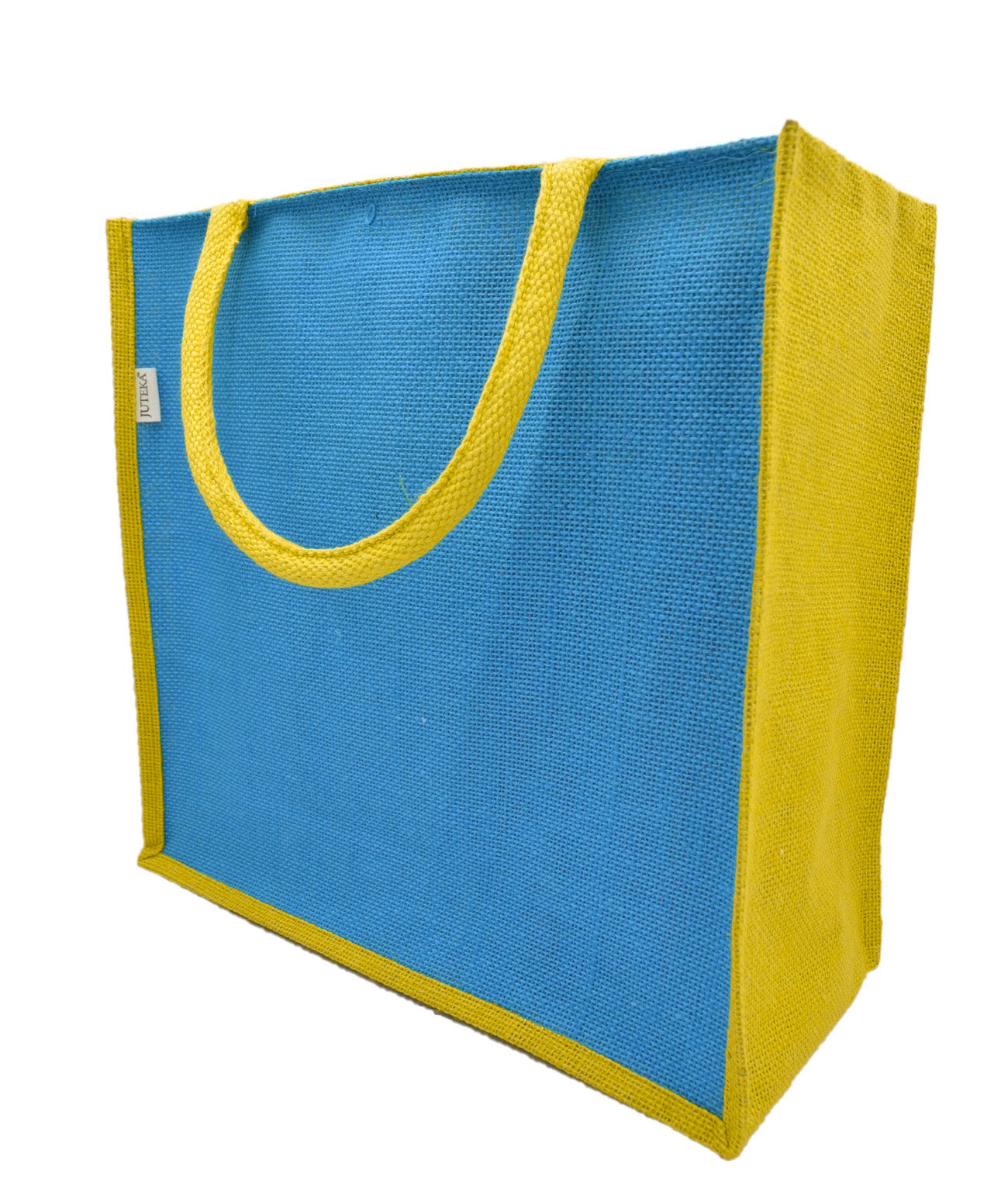 Dual-Tone Jute Tote Bag –  Blue & Yellow