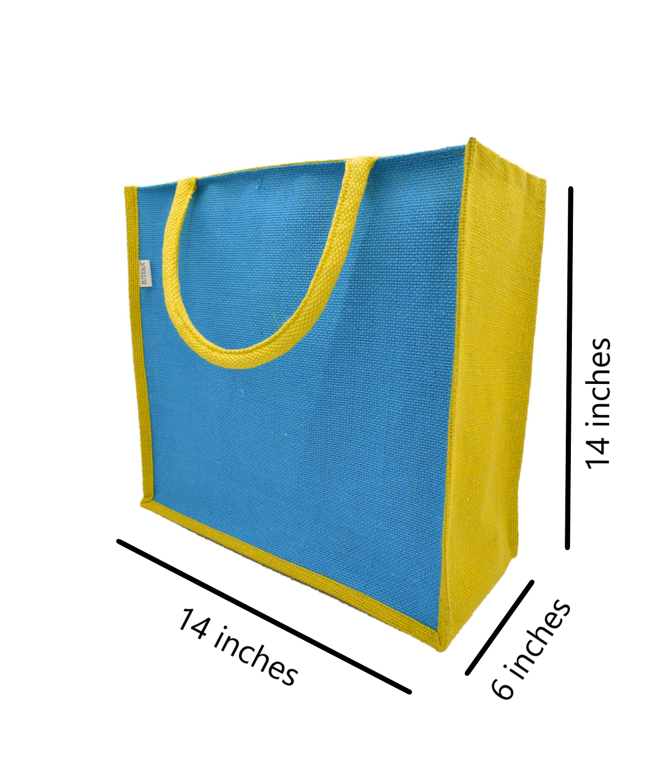Dual-Tone Jute Tote Bag –  Blue & Yellow