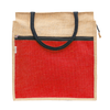 Jute Tote Bag with White Zipper Pocket